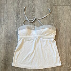 Athlete size small swim suit top tankini white and gray